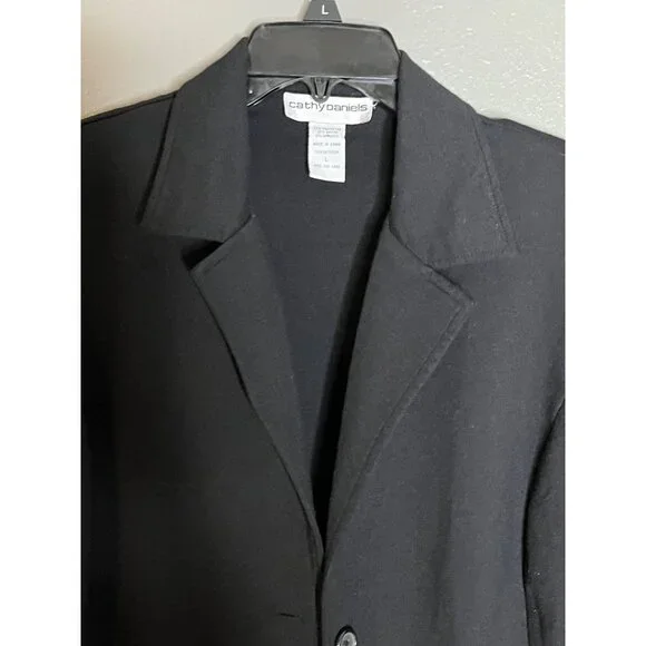 Cathy Daniels‎ Womens Black Blazer Jacket L Polyester/Rayon/Spandex - Picture 3 of 6